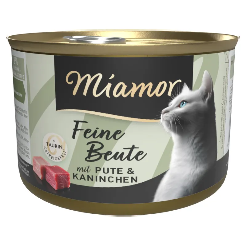 Корм влажный для взрослых кошек Miamor Feine Beute Pute&Kaninchen с индейкой и кроликом 185 г (30329231)
