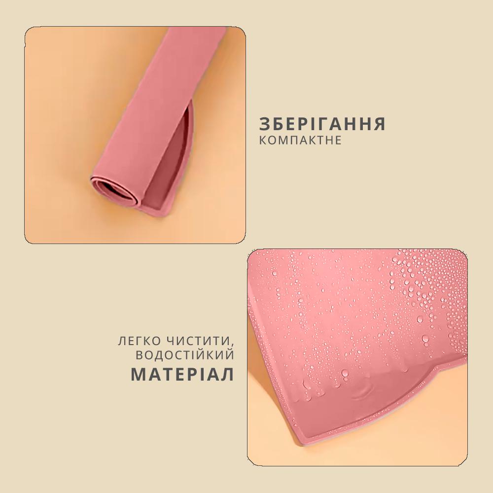 Коврик под миски для кошек и собак резиновый антискользящий 44x24 см Розовый (KLMKLT-PNK-0727) - фото 4