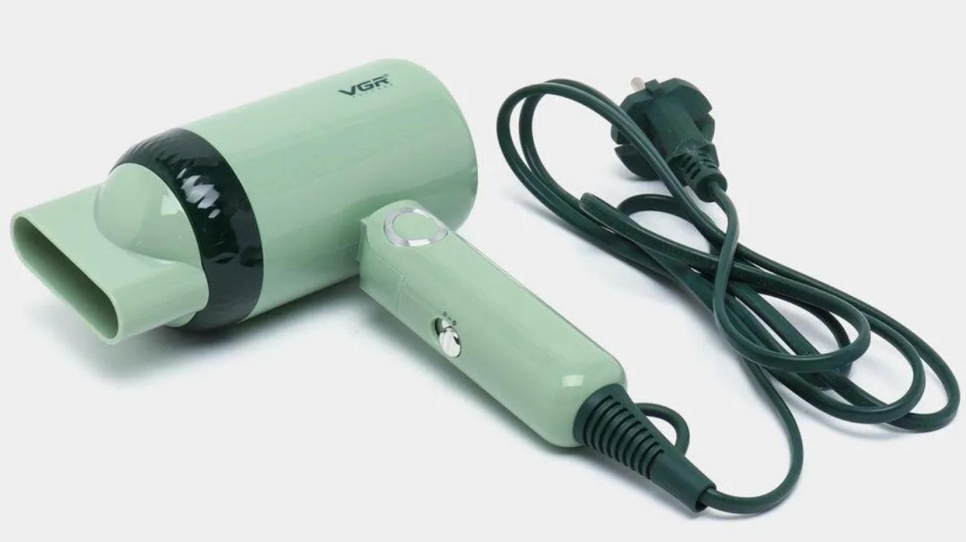 Фен складаний VGR V-421 портативний з концентраторною насадкою 1200 Вт Зелений (2390000048) - фото 11 Фен складаний VGR V-421 портативний з концентраторною насадкою 1200 Вт Зелений (2390000048) - фото 11