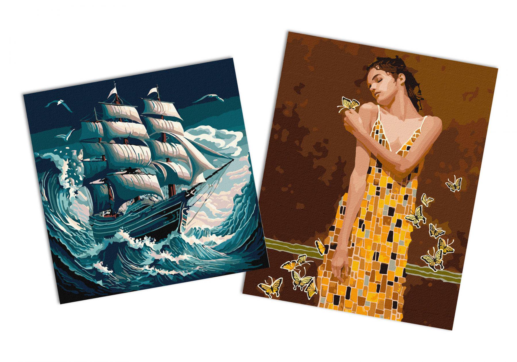 Набор картин по номерам Идейка 2в1 В объятиях бабочек 40x50 см KHO2600 и Шторм на море 40x40 см KHO2775 (CKHO1350)