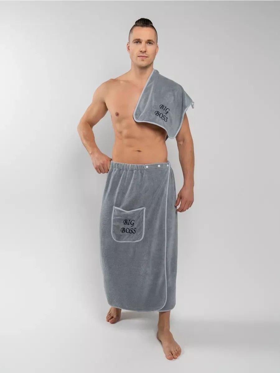 Комплект банний для чоловіків Сірий (П4К-novo-m-sauna-0048)