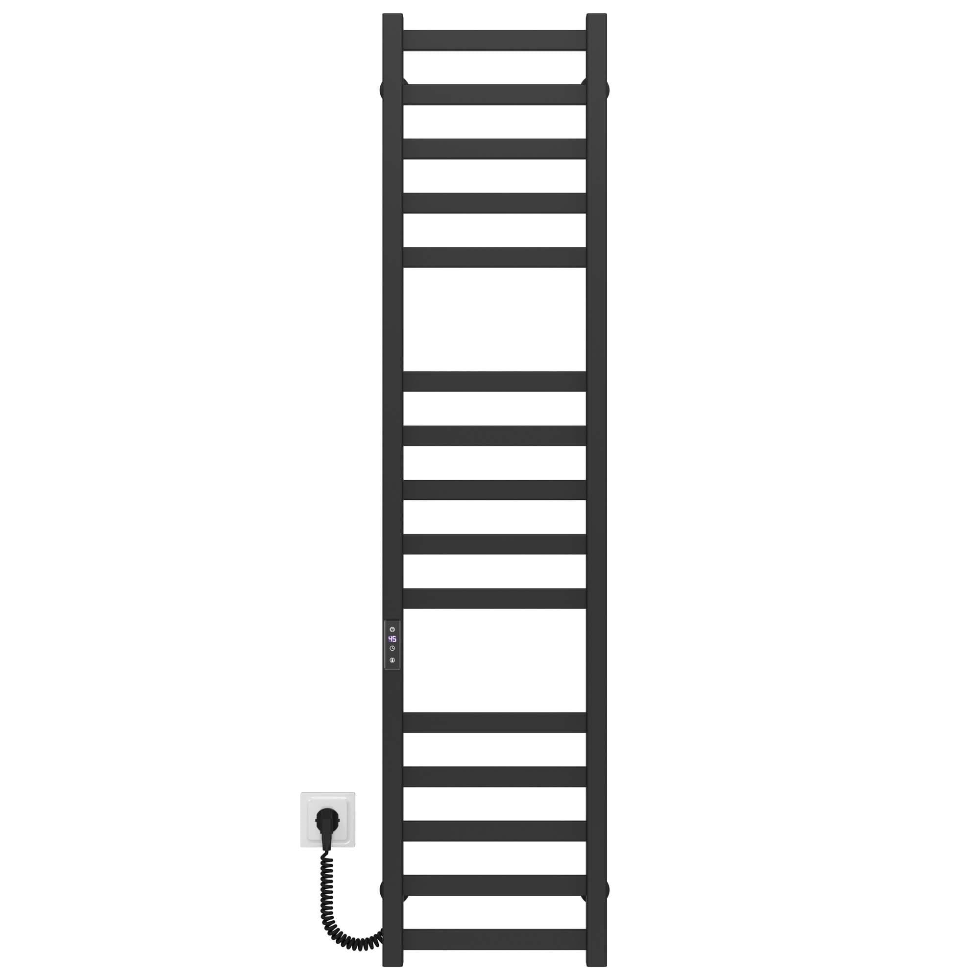 Рушникосушарка електрична Deffi Avast П15 JD04 ліве підключення фарбована сталь 400х1400 мм Чорний (B.AV.140.40.15.E.B.L.2)