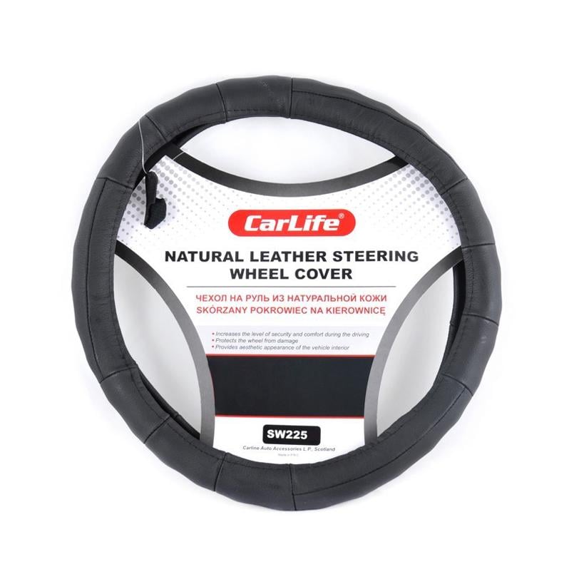 Чехол на руль Carlife кожаный 35-37 см Black
