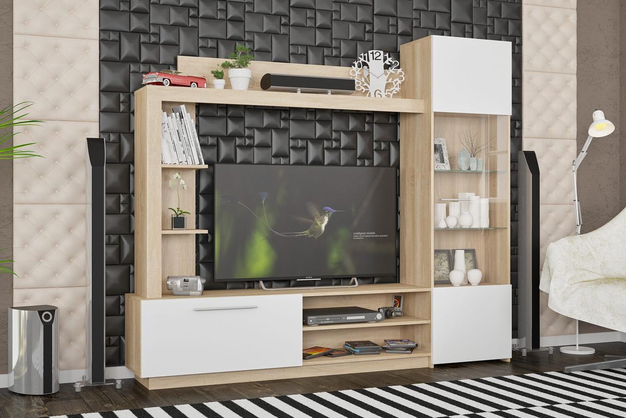 Стенка для гостиной Mebel Service Тренто в скандинавском стиле 2 м Дуб самоа/Белый (stinka_Trento_MS)