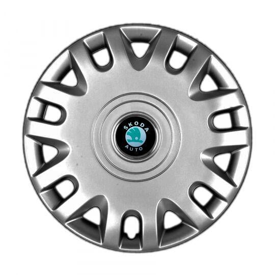 Автомобильные колпаки SKS 333 R15 с логотипом Skoda 4 шт. Серебристый