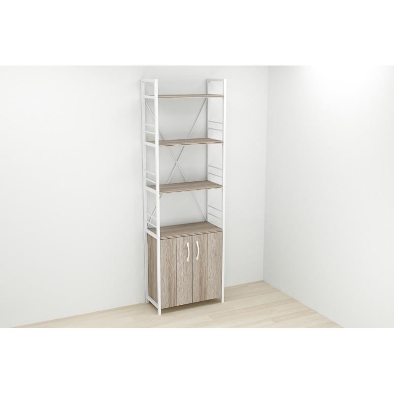 Этажерка Ferrum-decor Konekt 4/60 с тумбой металл/ДСП Белый/Дуб сонома трюфель (FRD-104495) Этажерка Ferrum-decor Konekt 4/60 с тумбой металл/ДСП Белый/Дуб сонома трюфель (FRD-104495)