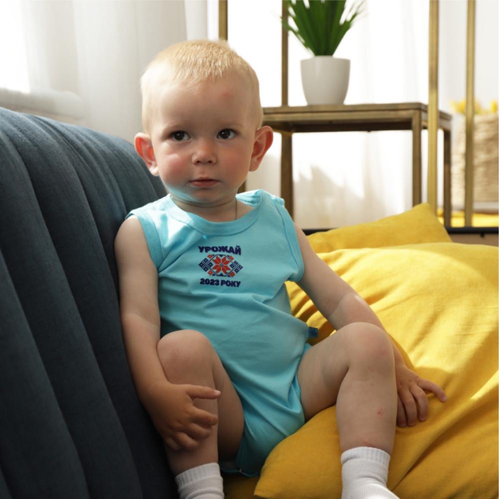 Боди-майка детское хлопковое для мальчика на кнопках Gabbi BD-23-6 74 см Бирюзовый (13680)