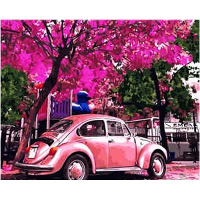 Набор для росписи по номерам Strateg Розовый Volkswagen Beetle 40х50 см (VA-1975 mt)