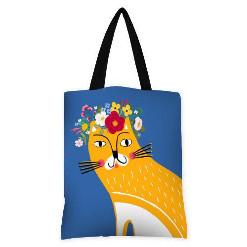 Сумка женская тканевая Presentville Кошка в веночке (SV 23UKR002 BL)