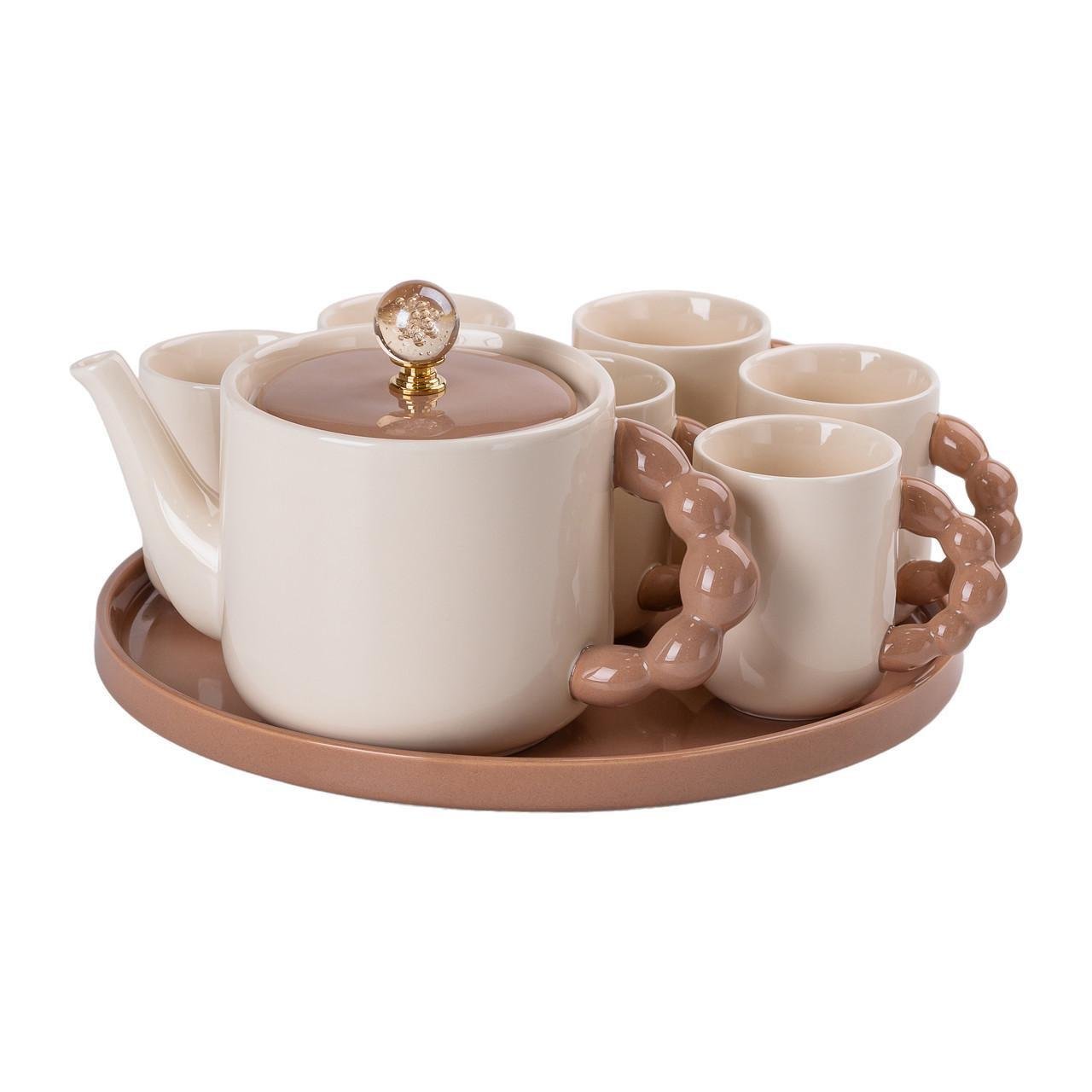 Чайный сервиз на 6 персон с керамической подставкой Чайный сервиз на 6 персон с керамической подставкой