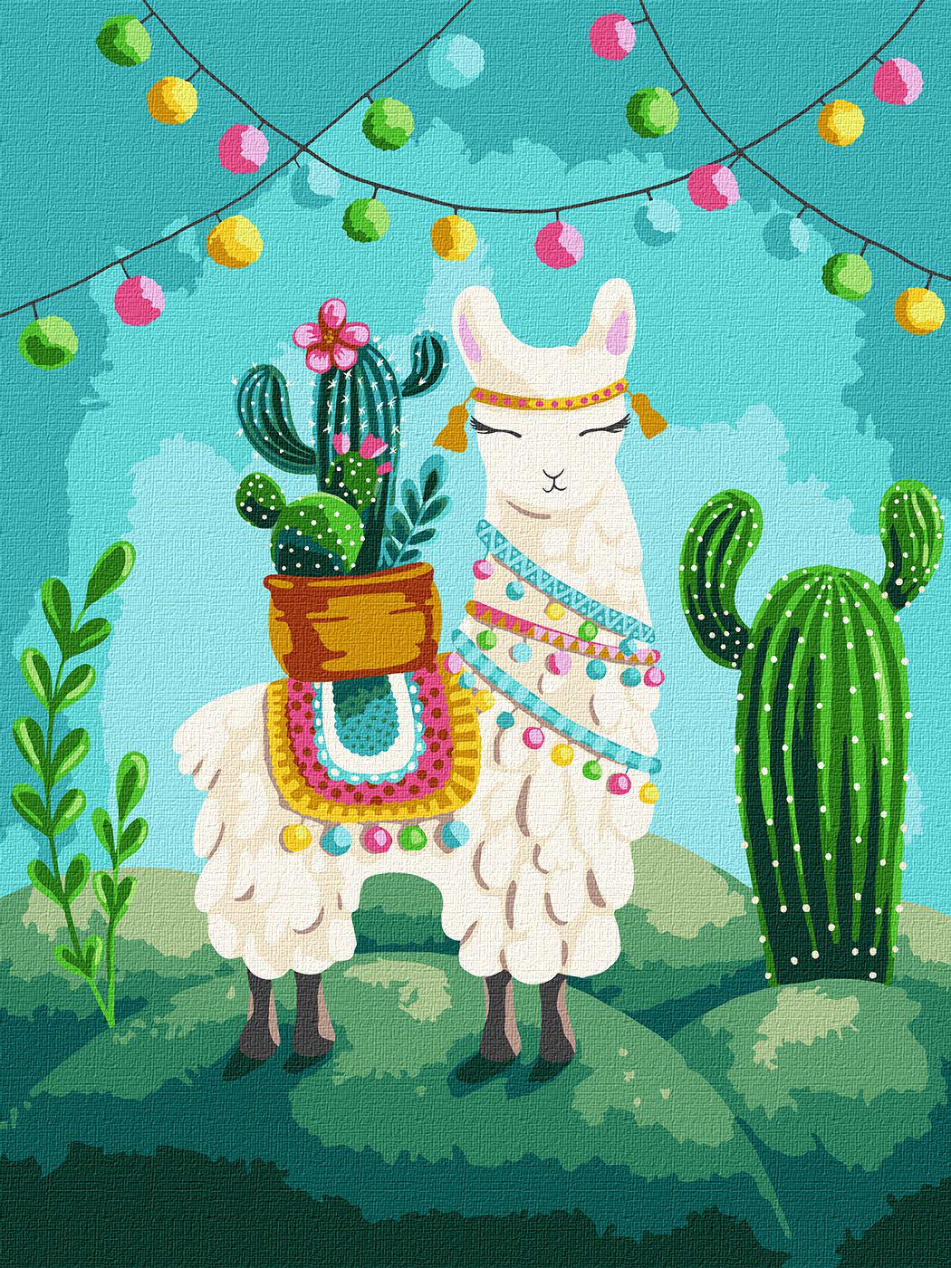 Картина по номерам Идейка Веселая лама 30x40 см (Id-KHO5069)