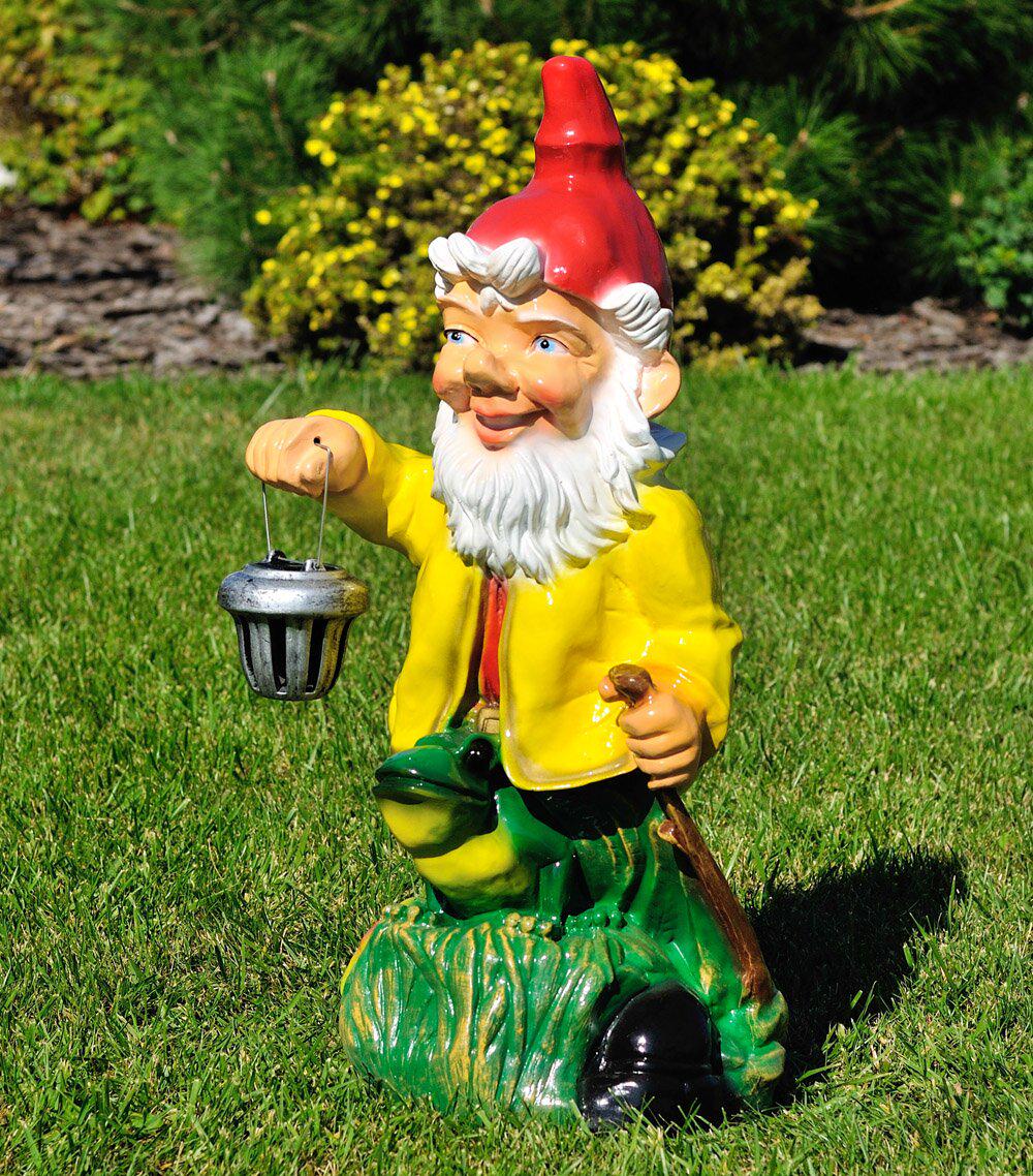 Садова фігура Гном з жабою і ліхтарем