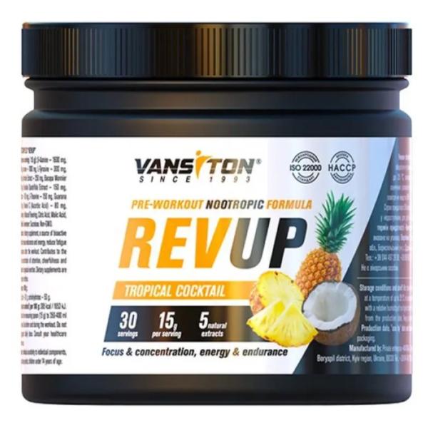 Предтренировочный комплекс Vansiton Revup Tropical Cocktail 450 г/30 порций (24068139)
