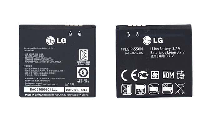 Акумулятор для смартфона LG LGIP-550N S310 3,7V 900 mAh 3,4 Wh Black Акумулятор для смартфона LG LGIP-550N S310 3,7V 900 mAh 3,4 Wh Black