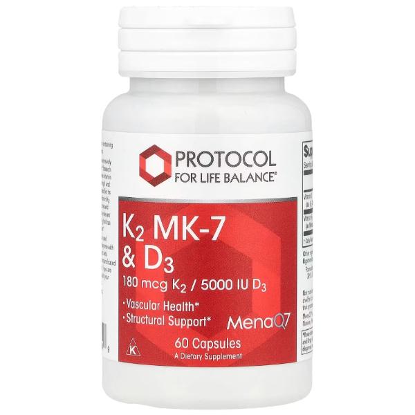 Витамин K Protocol for Life Balance K2 Mk-7&D3 60 вег. капс. (23712896)