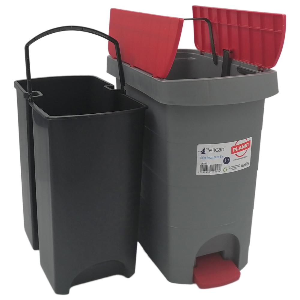 Ведро с педалью Planet Pelican 9 л 2 шт. Серо-красный - фото 5 Ведро с педалью Planet Pelican 9 л 2 шт. Серо-красный - фото 5