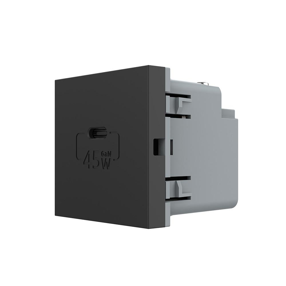 Розетка USB type C Livolo с блоком питания 45W Черный (VL-FCUC-2BP)