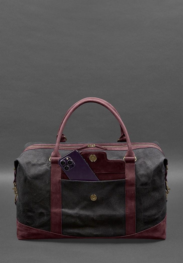 Дорожня сумка з канвасу та натуральної шкіри Crazy Horse Бордовий (A-028162) - фото 8 Дорожня сумка з канвасу та натуральної шкіри Crazy Horse Бордовий (A-028162) - фото 8