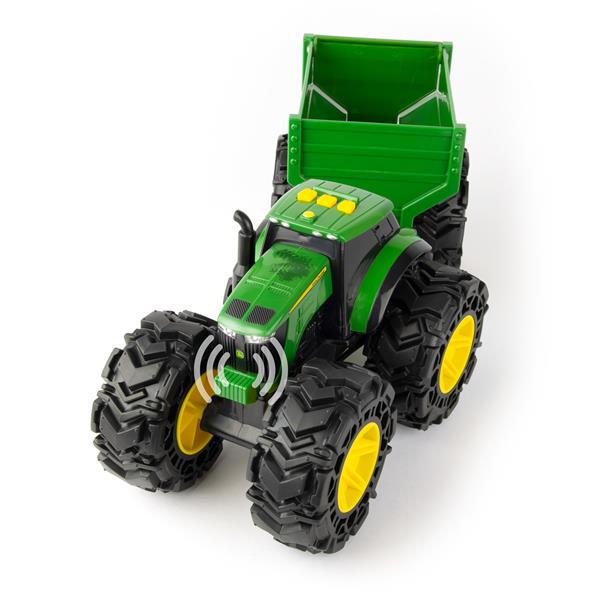 Игрушечный трактор John Deere Kids Monster Treads с прицепом и большими колесами (47353) - фото 2