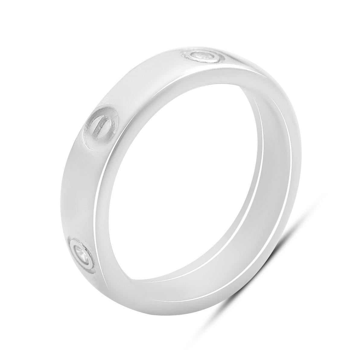 Кольцо серебрянное LoveR с гладкой формой и вставками фианита в виде винтов р. 16,5