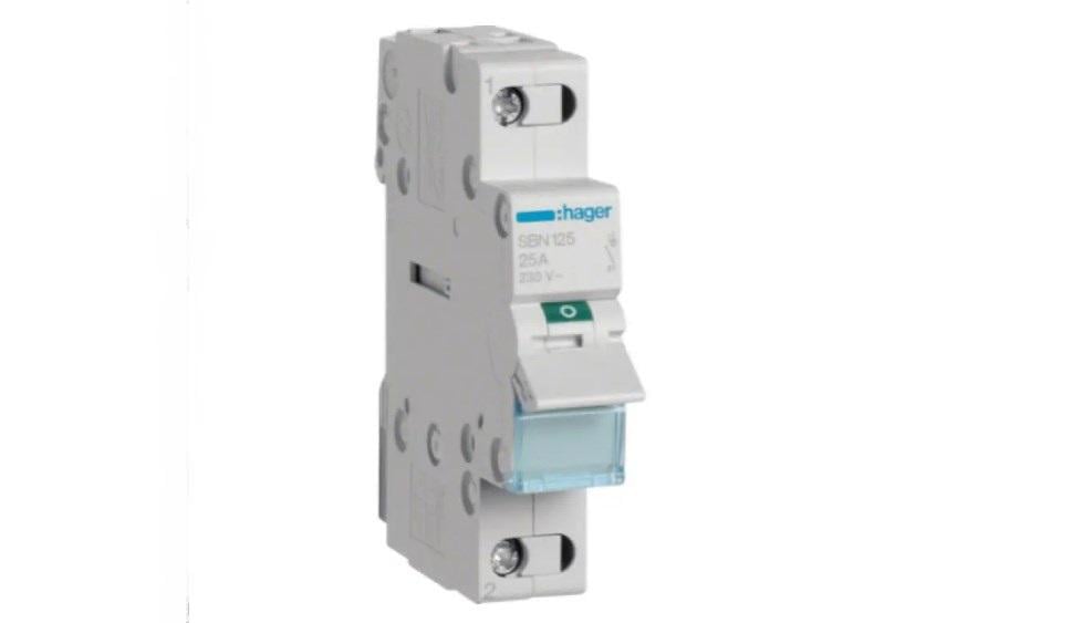 Выключатель нагрузки 1-полюсный Hager SBN125 25А 230V (37985221)