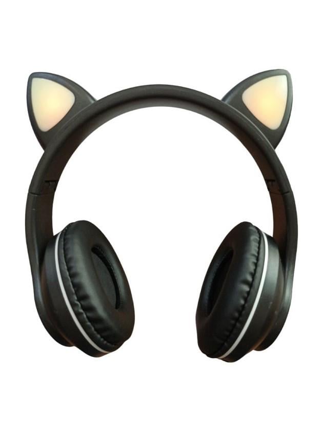 Наушники беспроводные Cat Ear VZV-28M Bluetooth с разноцветной LED подсветкой и кошачьими ушками Черный (6df05257)