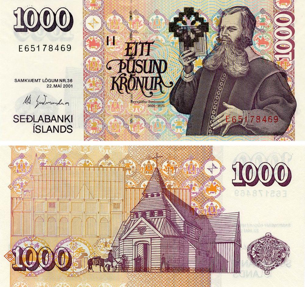Колекційна банкнота Ісландія 1000 крон 2001 UNC (P59(6)