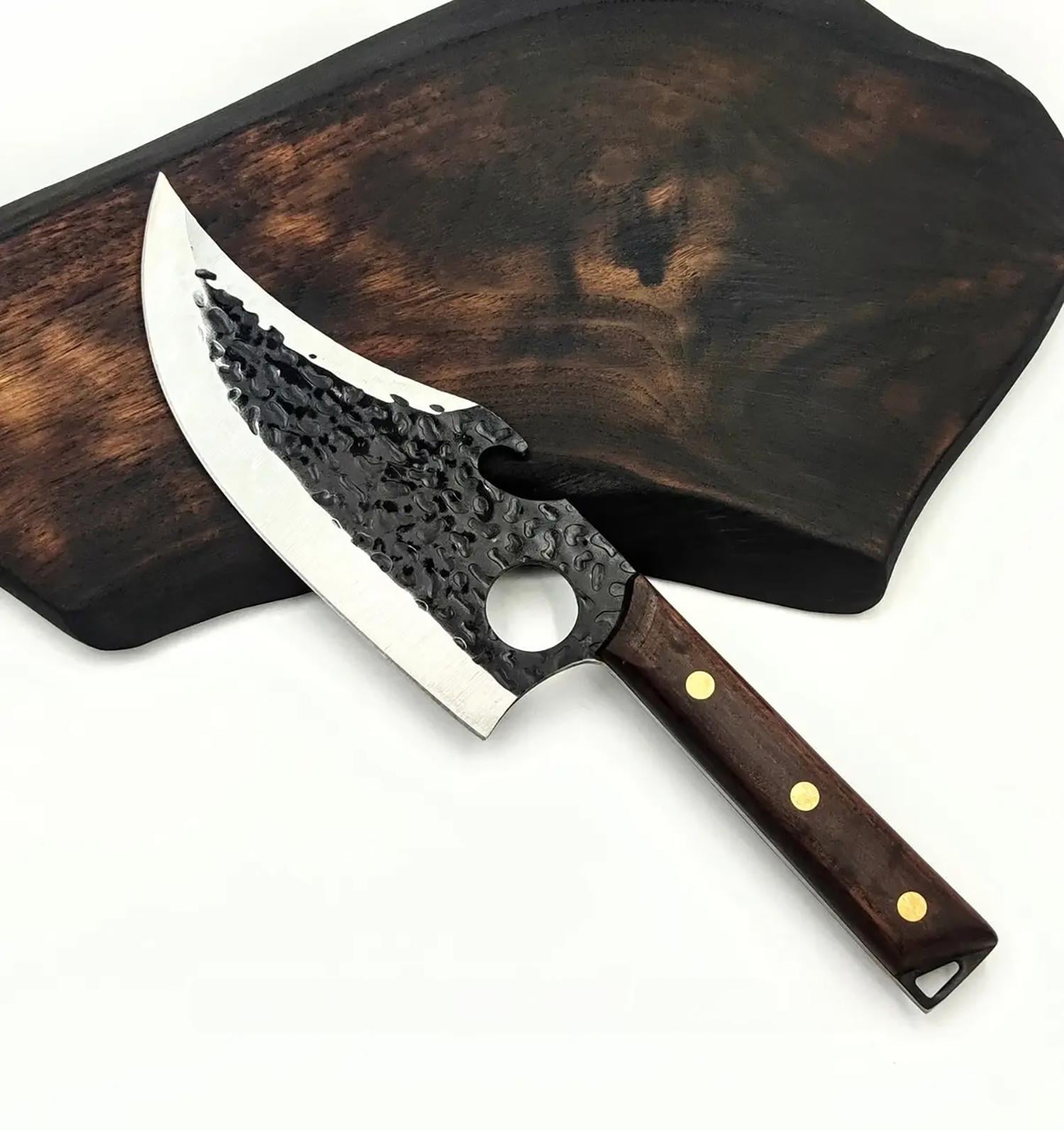 Ніж-сокира для м'яса King Cary Santoku із нержавіючої сталі та дерев'яною ручкою 29 см (88110) Ніж-сокира для м'яса King Cary Santoku із нержавіючої сталі та дерев'яною ручкою 29 см (88110)