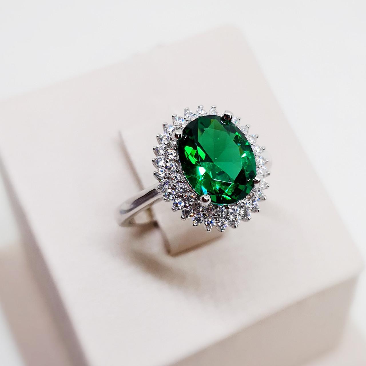 Кольцо серебряное с зеленым агатом р. 18 3,91 г (1534594795)