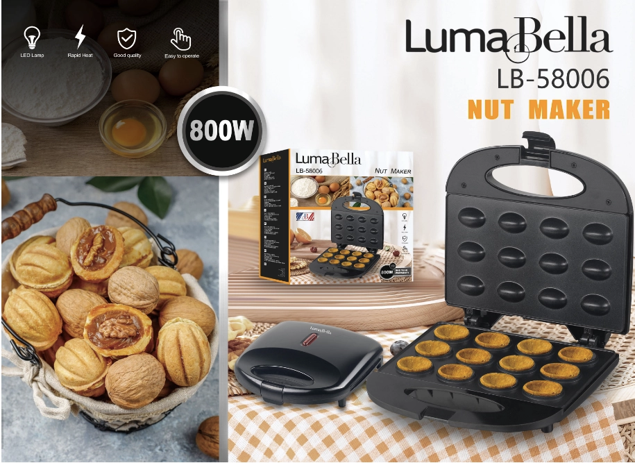 Электроорешница Luma Bella LB58006 с антипригарным покрытием 800W (3911) - фото 13 Электроорешница Luma Bella LB58006 с антипригарным покрытием 800W (3911) - фото 13