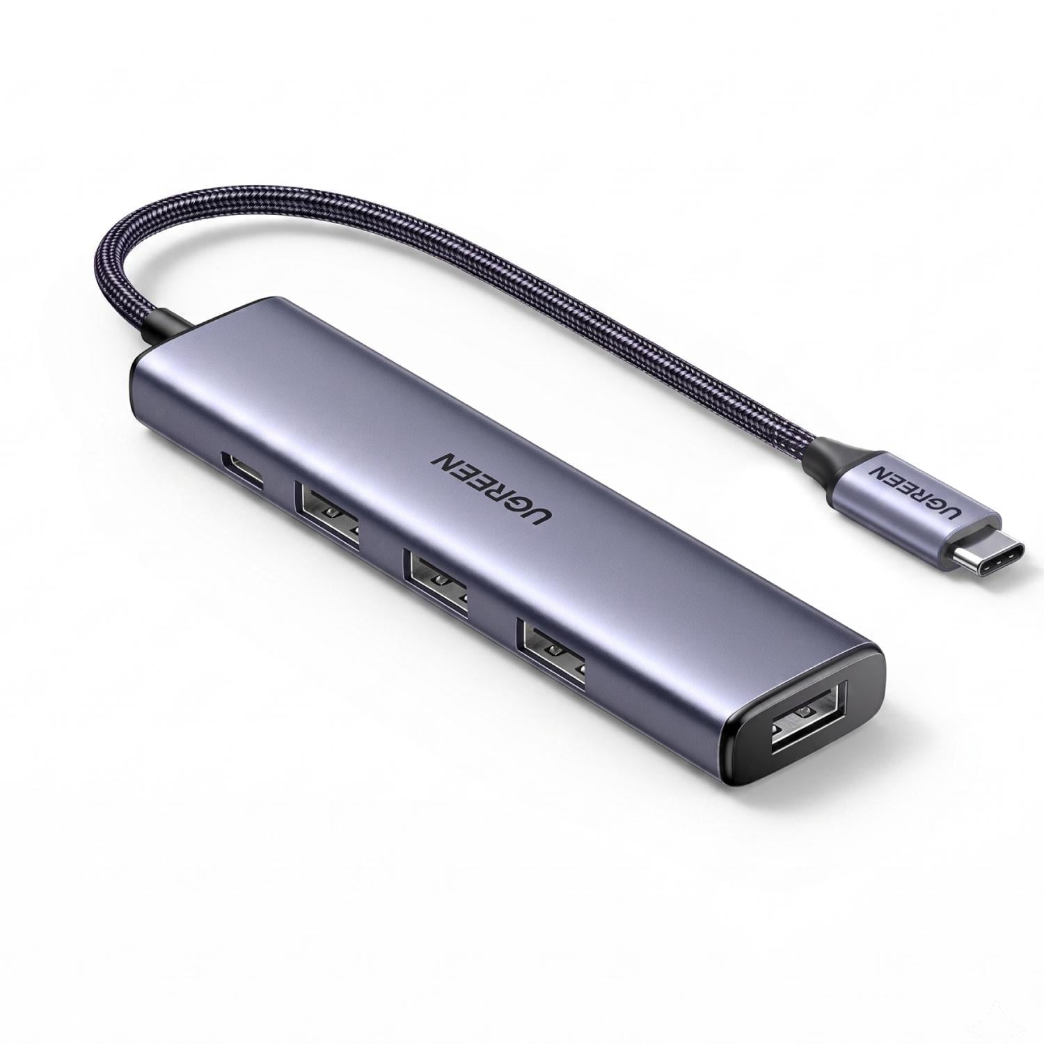 Концентратор USB UGREEN CM473 0,2м без порта питания USB-C на/4хUSB-A 3.0 Темно-серый (20841)