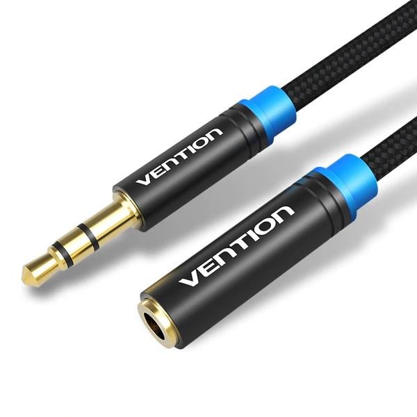 Кабель Vention Audio 3,5 мм M - 3,5 мм F 3 pin 0,5 м Black (VAB-B06-B050-M) - фото 1