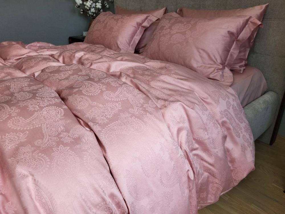 Комплект постельного белья Мир сатин жаккард Premium полуторный/наволочки 50х70/70х70 см Paisley Powder (6144) - фото 3