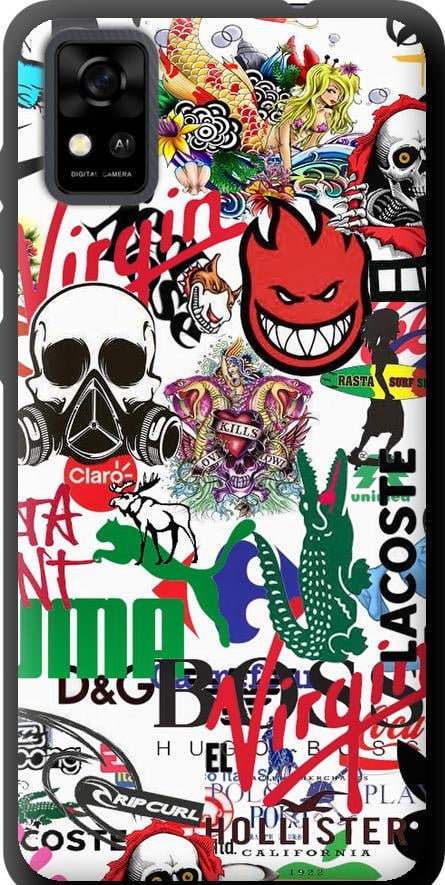 Чехол на ZTE Blade A31 Many different logos (4022b-2522-42517)