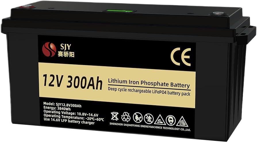 Аккумулятор литий-железо-фосфатный SJY LiFePO4 12V 300 Ah LCD 3840Wh BMS50/200A
