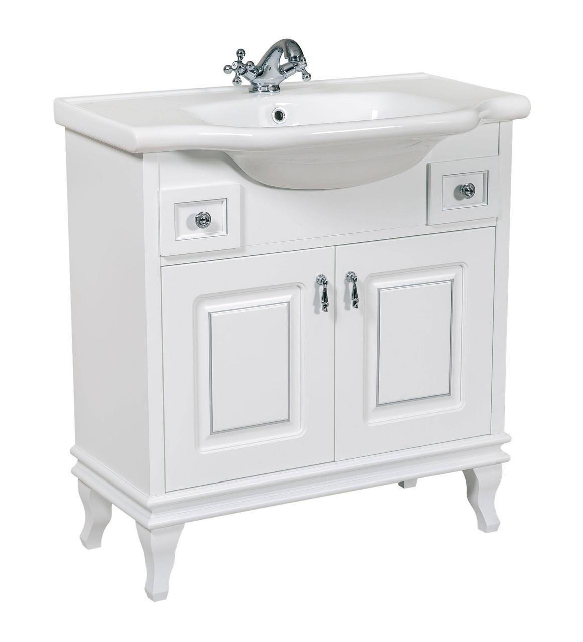 Тумба Беатриче с умывальником Нью Классик 80 см Белый патина/Хром (1663683917) Тумба Беатриче с умывальником Нью Классик 80 см Белый патина/Хром (1663683917)