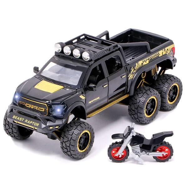 Коллекционная машинка Ford Raptor с мотоциклом металлический Черный (59155)