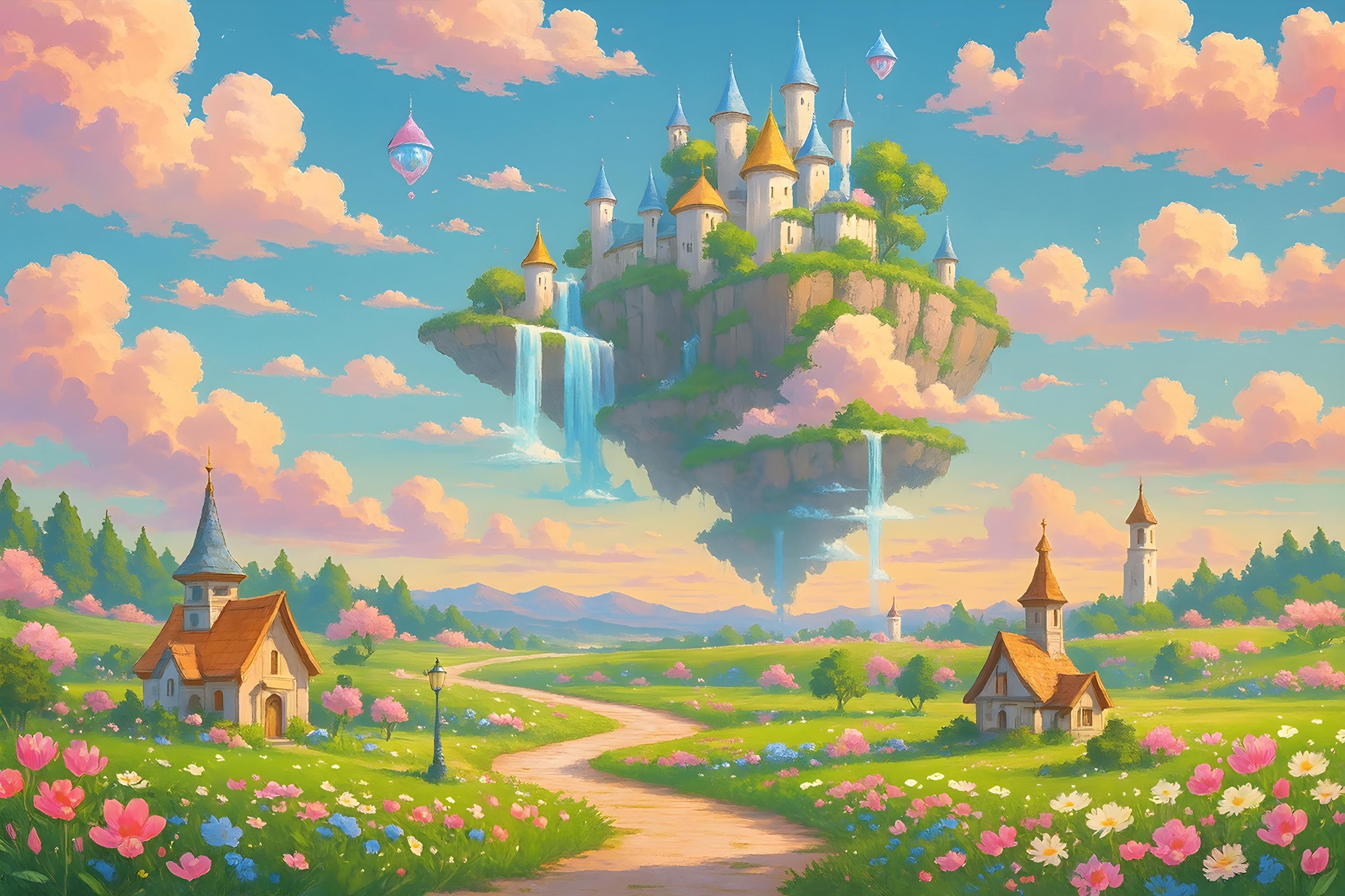 Фотошпалери флізелінові Upstream Казкове королівство в хмарах 368х245 см (S5KID-097/7)