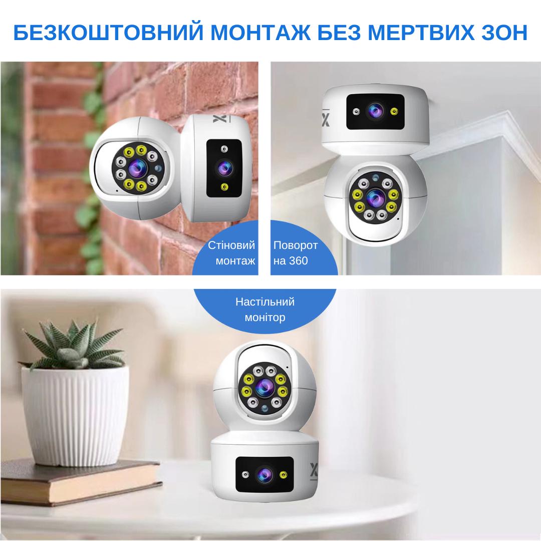 Камера відеоспостереження поворотна XON SmartCam Wi-Fi 1080P з подвійним об'єктивом Білий (UTWEW22VW 7393) - фото 2