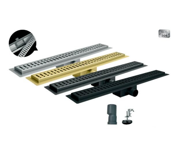 Трап для душу лінійний Koer FD35-70x900 нержавіюча сталь 900x70 мм з комбіновоним гідрозатвором та решіткою (AC0625) - фото 5