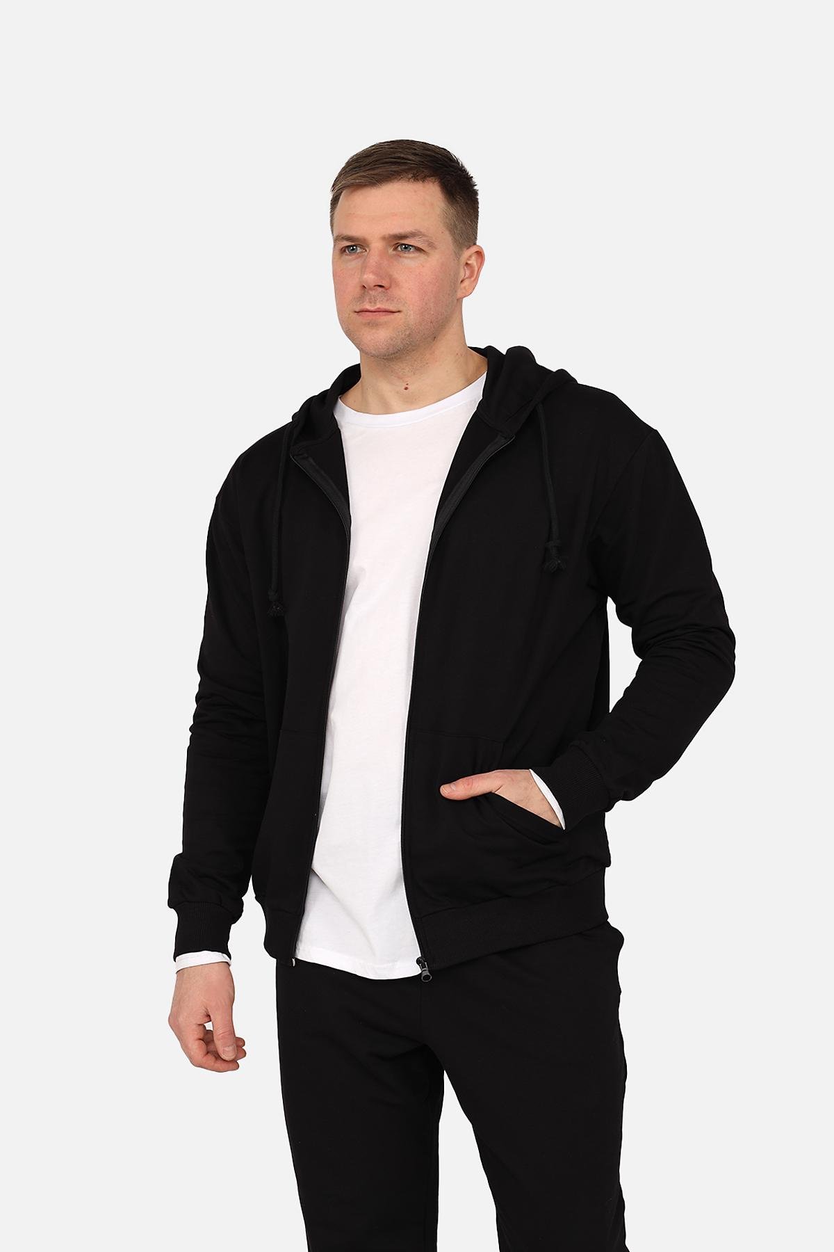 Толстовка чоловіча на блискавці ЦБ-00266205 р. 54 Чорний (SKT001035267)