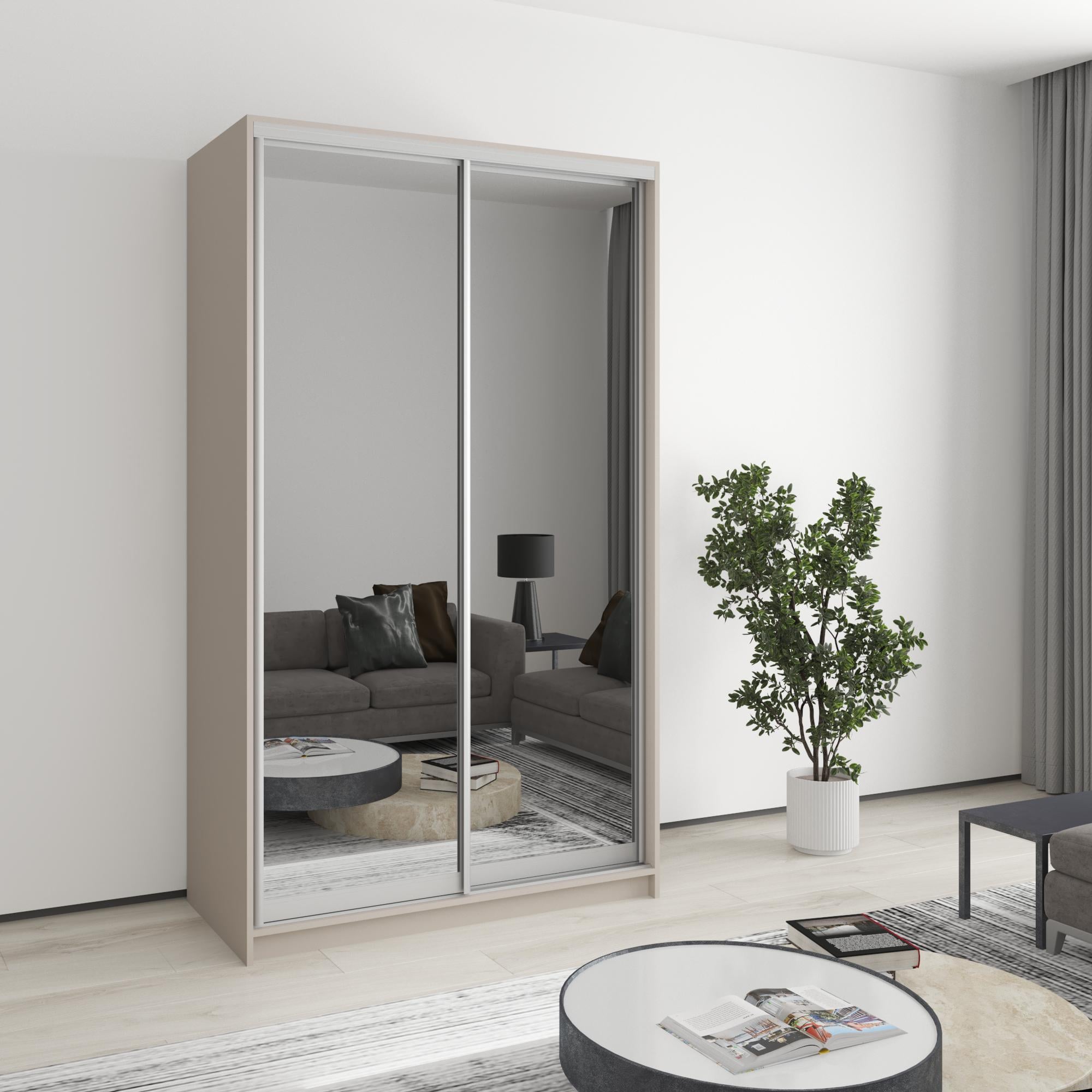 Шкаф-купе двухдверный MebelStar Уни AL 2 зеркала 120x45x210 см Кашемир (MBS-2657)