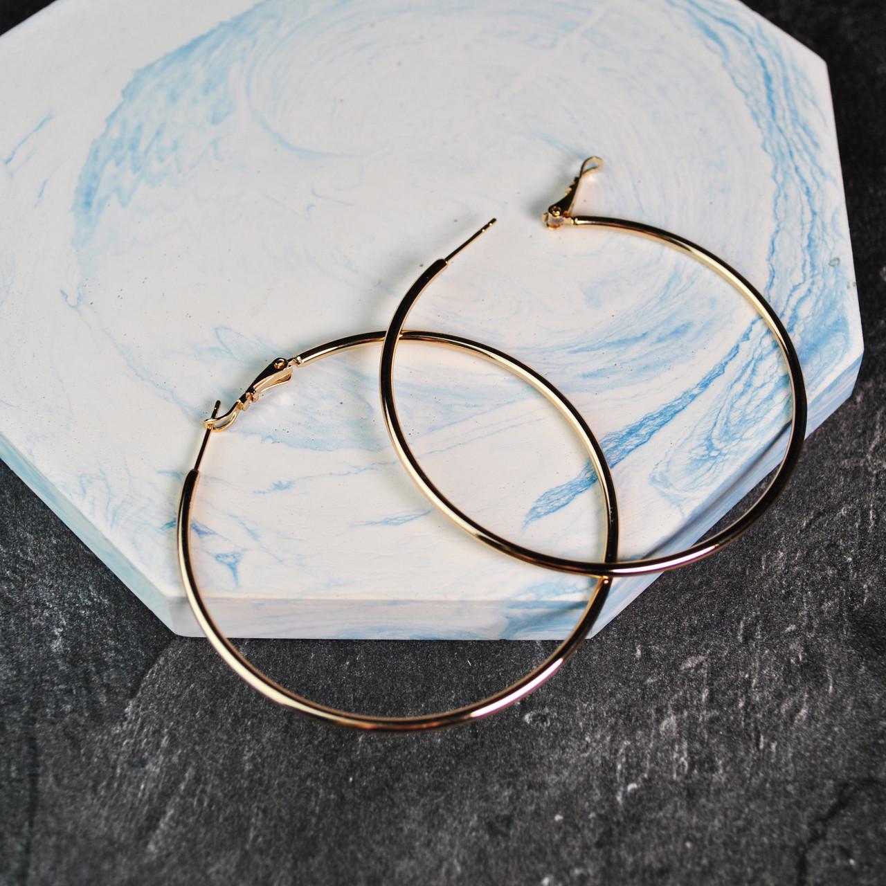 Сережки кільця конго медична сталь позолота 6 см (x065-2) - фото 3