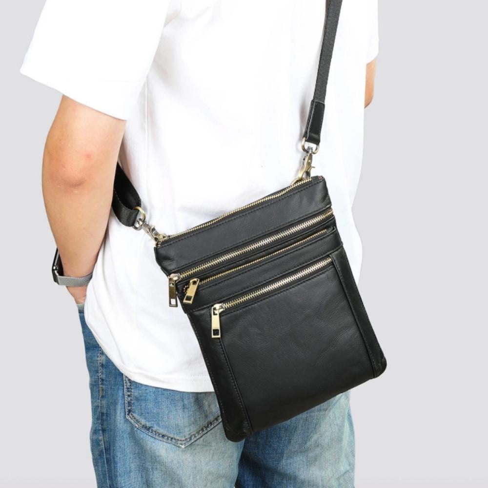 Чоловіча сумка через плече Lorian з натуральної шкіри на одне основне відділення Чорний (LR 256164-black) - фото 10 Чоловіча сумка через плече Lorian з натуральної шкіри на одне основне відділення Чорний (LR 256164-black) - фото 10