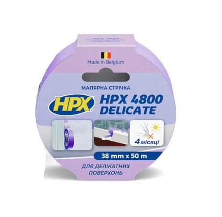 Лента малярная HPX 4800 Delicate для деликатных поверхностей 38 мм x 50 м Фиолетовый