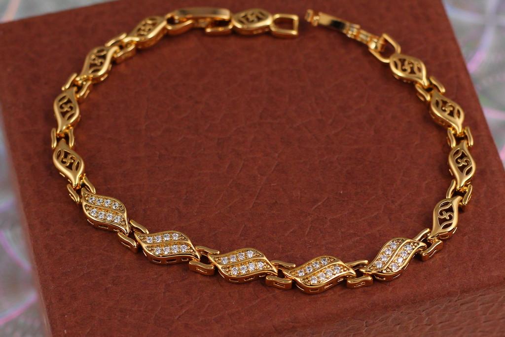 Браслет Xuping Jewelry Лепестки лотоса 17 см 6 мм Золотистый (1830481310)