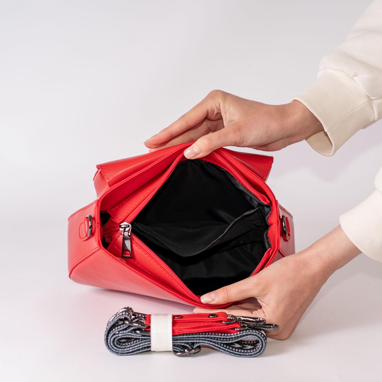 Сумка женская кросс-боди XENIA № 41-24 из эко-кожи Красный - фото 4