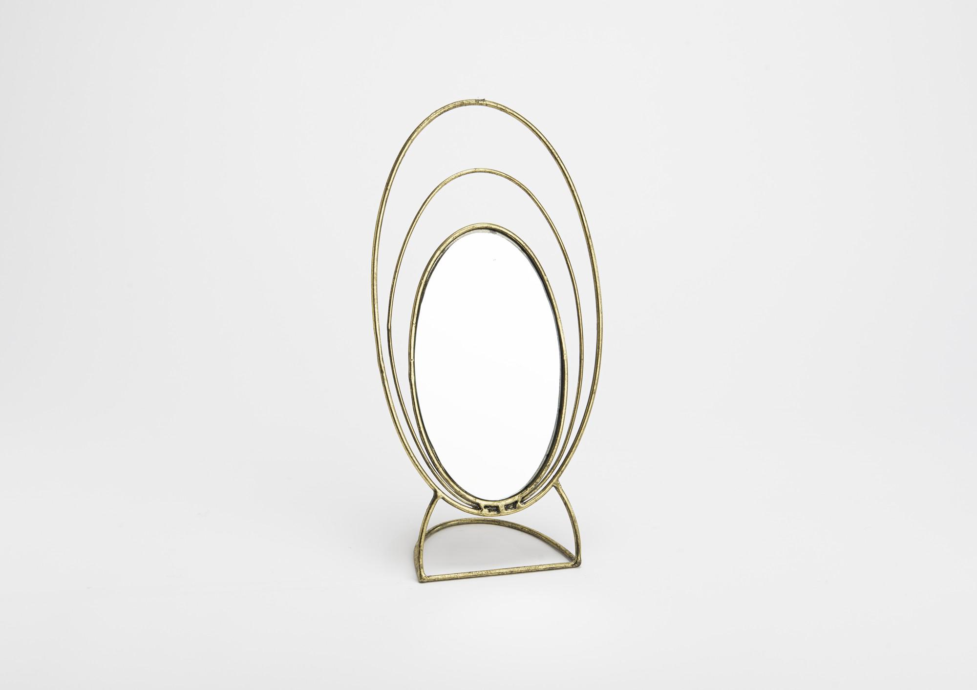 Зеркало настольное Amadeus овальное в состаренной металлической оправе 29 см Зеркало настольное Amadeus овальное в состаренной металлической оправе 29 см