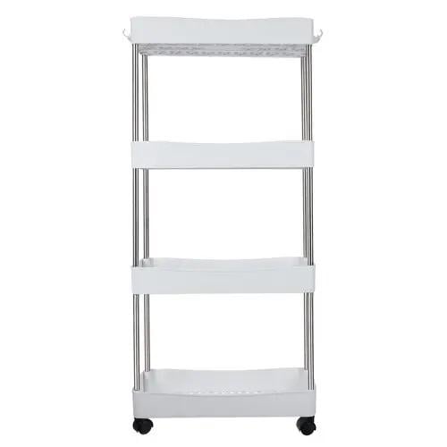 Этажерка напольная Mufart для ванной на колесах для кухни на 4 отделения Белый