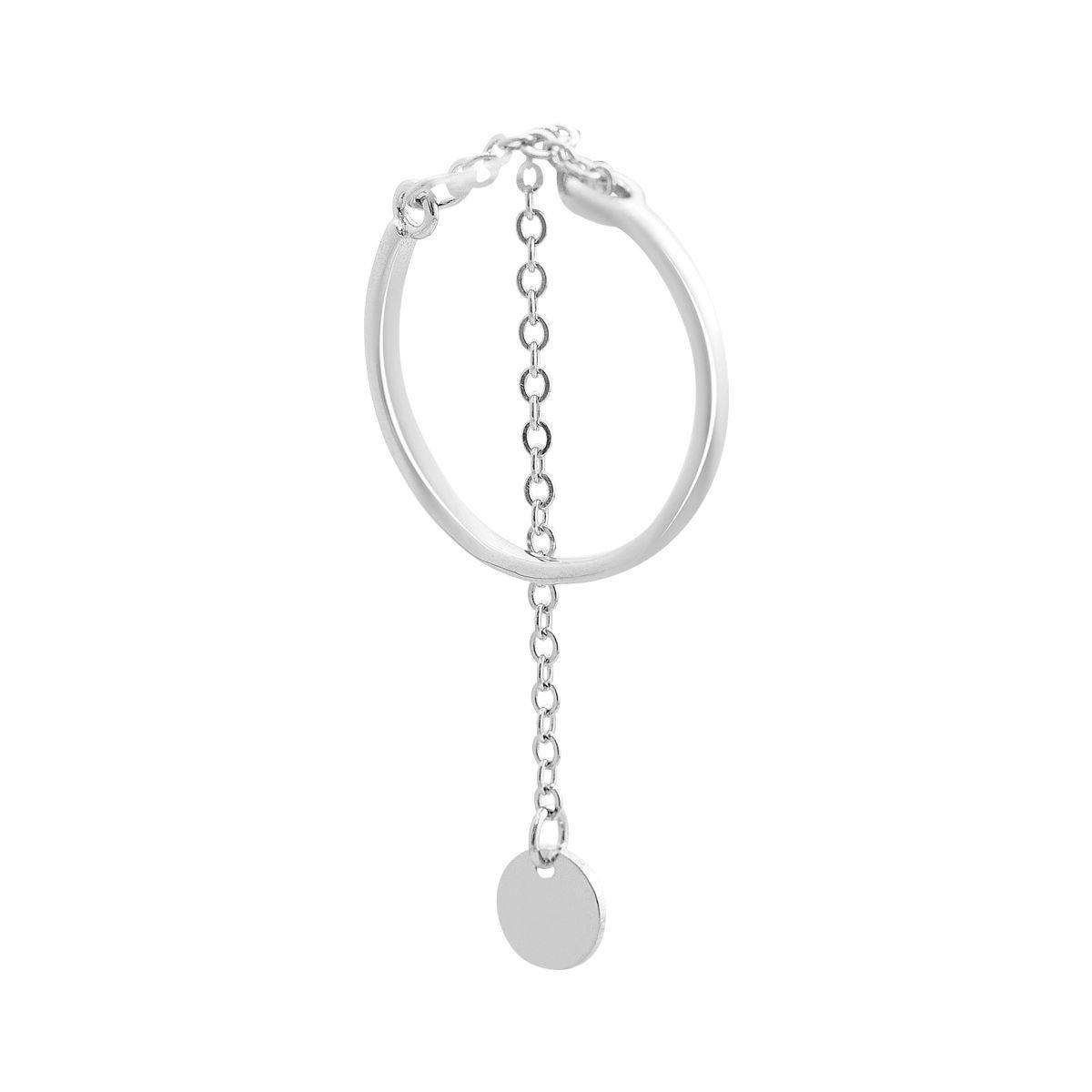 Кольцо серебряное с подвесным диском на цепочке без размера р. 18